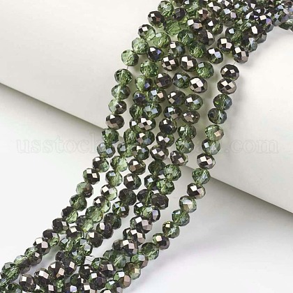 Electroplate Transparent Glass Beads Strands US-EGLA-A034-T10mm-P08-1
