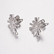 Brass Micro Pave Cubic Zirconia Stud Earring Findings US-ZIRC-G122-57P-RS-1