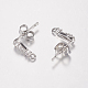 Brass Micro Pave Cubic Zirconia Stud Earring Findings US-ZIRC-G122-59P-RS-2