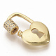 Brass Micro Pave Clear Cubic Zirconia Screw Carabiner Lock Charms US-ZIRC-S066-008-3