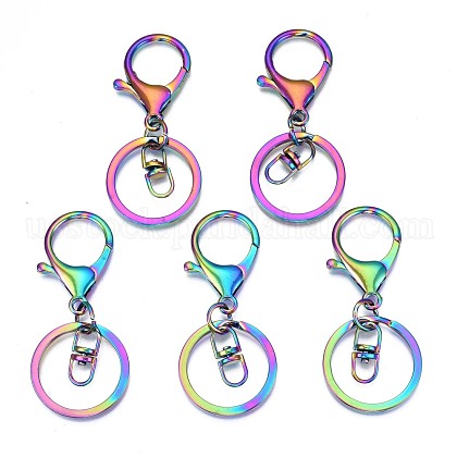 Rack Plating Rainbow Color Alloy Split Key Rings US-PALLOY-N163-181-1