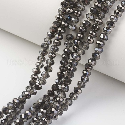Electroplate Transparent Glass Beads Strands US-EGLA-A034-T8mm-P18-1