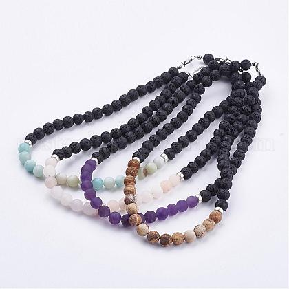 Frosted Natural Gemstone Beaded Necklaces US-NJEW-JN01939-1