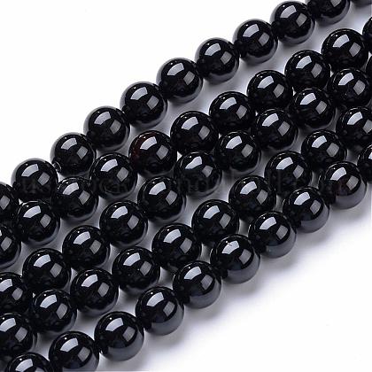 Natural Black Onyx Round Bead Strands US-G-T055-8mm-10-1