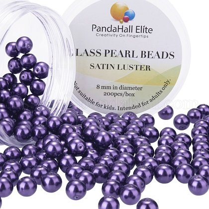 Pearlized Glass Pearl Round Beads US-HY-PH0001-8mm-099-1