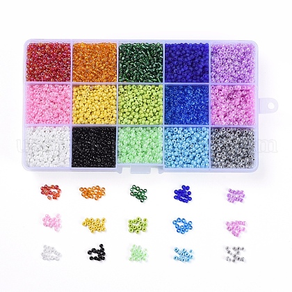 15 Colors 8/0 Glass Seed Beads US-SEED-X0052-04-3mm-1