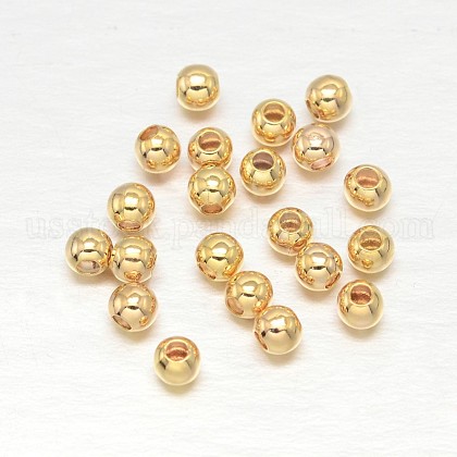 Real 18K Gold Plated Brass Round Spacer Beads US-X-KK-L147-197-3mm-NR-1