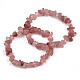 Unisex Chip Natural Strawberry Quartz Beaded Stretch Bracelets US-BJEW-S143-40-1