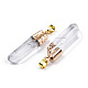 Natural Crystal Big Pointed Pendants with Golden Plated Iron Findings US-G-R275-162-3