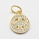 CZ Brass Micro Pave Cubic Zirconia Peace Sign Charms US-ZIRC-L018-05-2