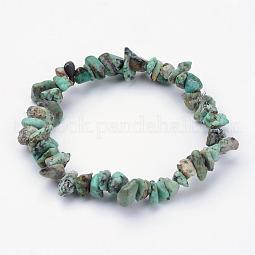 Natural African Turquoise(Jasper) Beaded Stretch Bracelets US-BJEW-JB02680-04