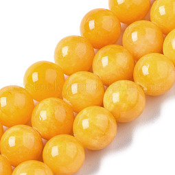 Natural Dyed Yellow Jade Gemstone Bead Strands US-G-R271-10mm-Y07