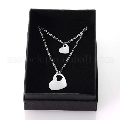 Two Tier Stainless Steel Necklaces US-NJEW-JN01246-1