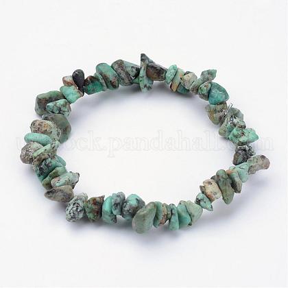 Natural African Turquoise(Jasper) Beaded Stretch Bracelets US-BJEW-JB02680-04-1