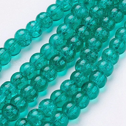 Spray Painted Crackle Glass Beads Strands US-CCG-Q001-6mm-15-1