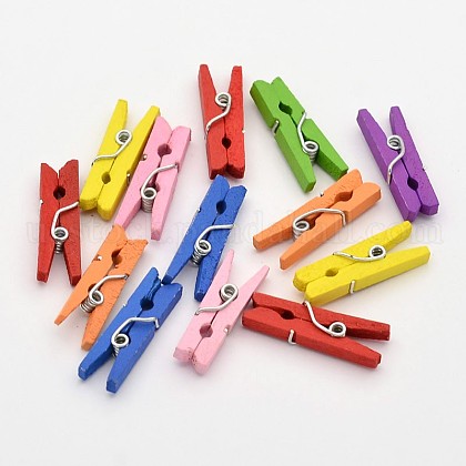 Dyed Wooden Craft Pegs Clips US-AJEW-D021-1