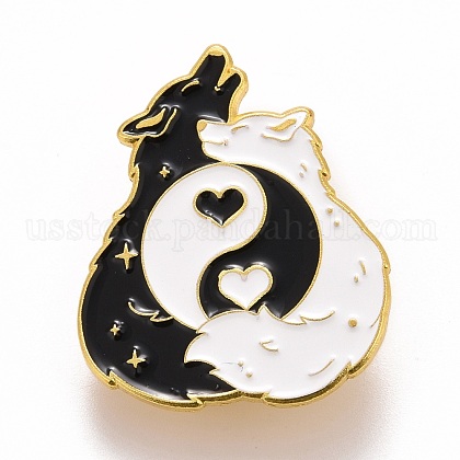 Double Wolf and Great Harmony Enamel Pin US-JEWB-M023-05-1