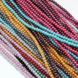Eco-Friendly Dyed Glass Pearl Round Bead Strands US-HY-A002-3mm-M