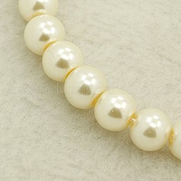 Pearlized Glass Pearl Round Beads Strands US-X-HY-8D-B02
