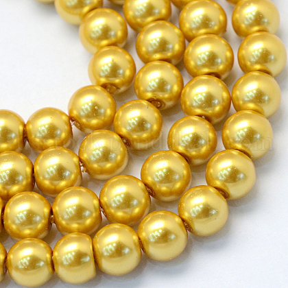 Baking Painted Pearlized Glass Pearl Round Bead Strands US-HY-Q003-10mm-31-1