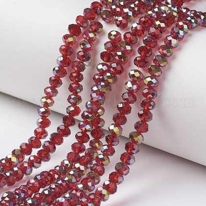 Electroplate Transparent Glass Beads Strands US-EGLA-A034-T8mm-S03-1