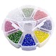 Multicolor 12/0 Diameter 2mm Transparent Lustered Round Glass Seed Beads with Box Set Value Pack US-SEED-PH0001-06-2mm-2