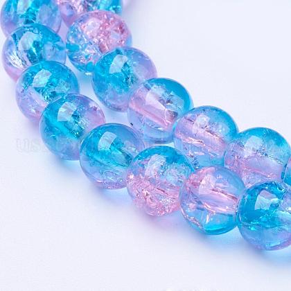 Spray Painted Crackle Glass Beads Strands US-CCG-Q001-6mm-19-1