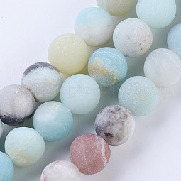 Frosted Natural Amazonite Round Bead Strands US-G-E334-8mm-09