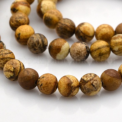 Round Natural Picture Jasper Beads Strands US-G-N0120-24-6mm-1