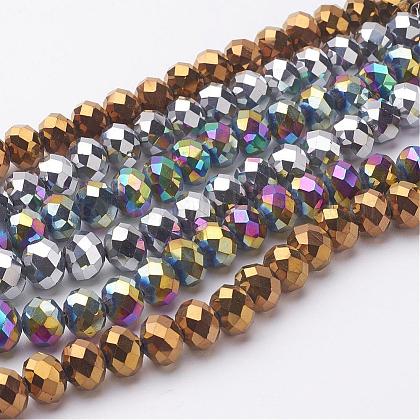Electroplate Glass Beads Strands US-GR6x8mmY-M2-1