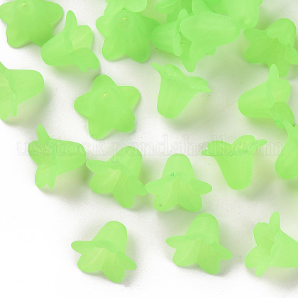 Green Frosted Transparent Acrylic Flower Beads US-X-PLF018-05-1