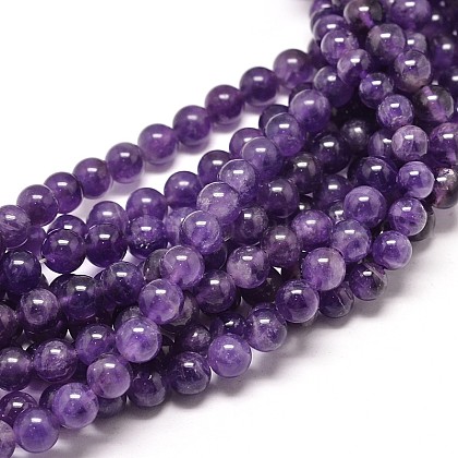 Natural Amethyst Round Bead Strands US-G-P072-48-8mm-1