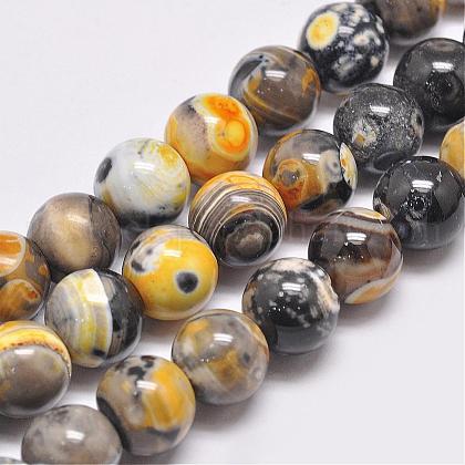Natural Fire Crackle Agate Beads Strands US-G-D862-24-12mm-C-1