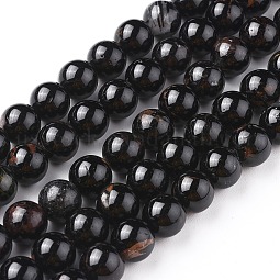 Natural Black Tourmaline Beads Strands US-G-F666-05-8mm