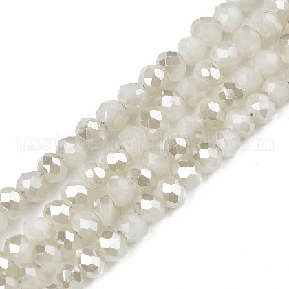 Electroplate Opaque Solid Color Glass Beads Strands US-EGLA-Q112-B02-1