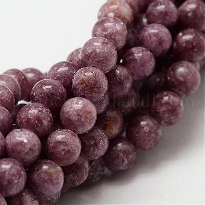 Natural Lepidolite/Purple Mica Stone Round Bead Strands US-G-O143-03-6mm-1