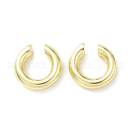 Rack Plating Brass Ring Cuff Earrings for Women US-EJEW-H135-01G-01-1