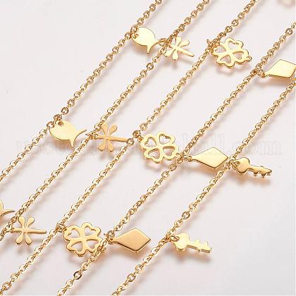 304 Stainless Steel Charm Anklets US-AJEW-P055-03G-1