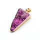 Plated  Natural  Druzy Agate Triangle Pendants US-G-PH0026-02-2