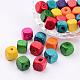 Mixed Lead Free Cube Natural Wood Beads US-X-YTB027-1