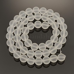 Frosted Transparent Round Glass Beads Strands US-FGLA-P002-8mm-03