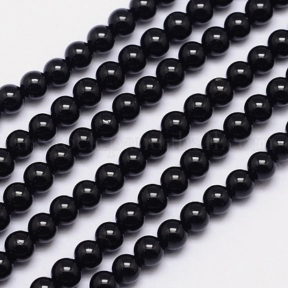 Natural Black Tourmaline Round Bead Strands&nbsp;US-G-I160-01-6mm-1