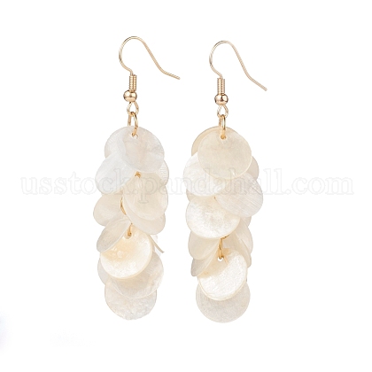Natural Capiz Shell Cluster Earrings US-EJEW-JE04472-1