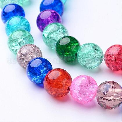 16 inch Mixed Color Round Crackle Glass Strands US-X-GGM004-1