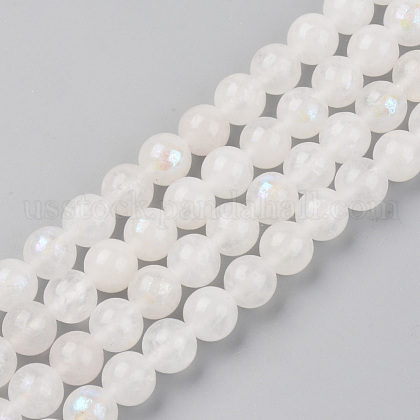 Electroplated Natural White Moonstone Beads Strands US-G-S369-012C-C-1