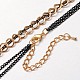 Golden Tone Iron Curb Chains and Brass Twisted Chains US-NJEW-J023-01-3