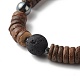 Natural Coconut Rondelle Beads Stretch Bracelet for Men Women US-BJEW-JB06771-01-4