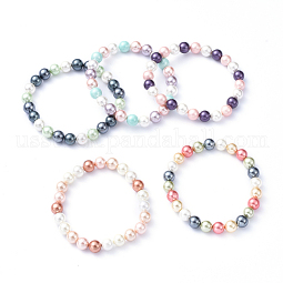 Shell Pearl Beads Stretch Bracelets US-BJEW-JB05144-M