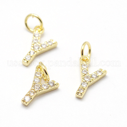 Eco-Friendly Brass Micro Pave Grade AAA Cubic Zirconia Charms US-ZIRC-P072-09G-Y-NR-1