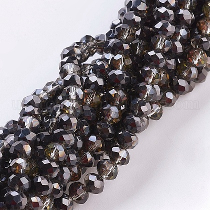 Electroplate Glass Faceted Rondelle Beads Strands US-EGLA-D020-4x3mm-12-1